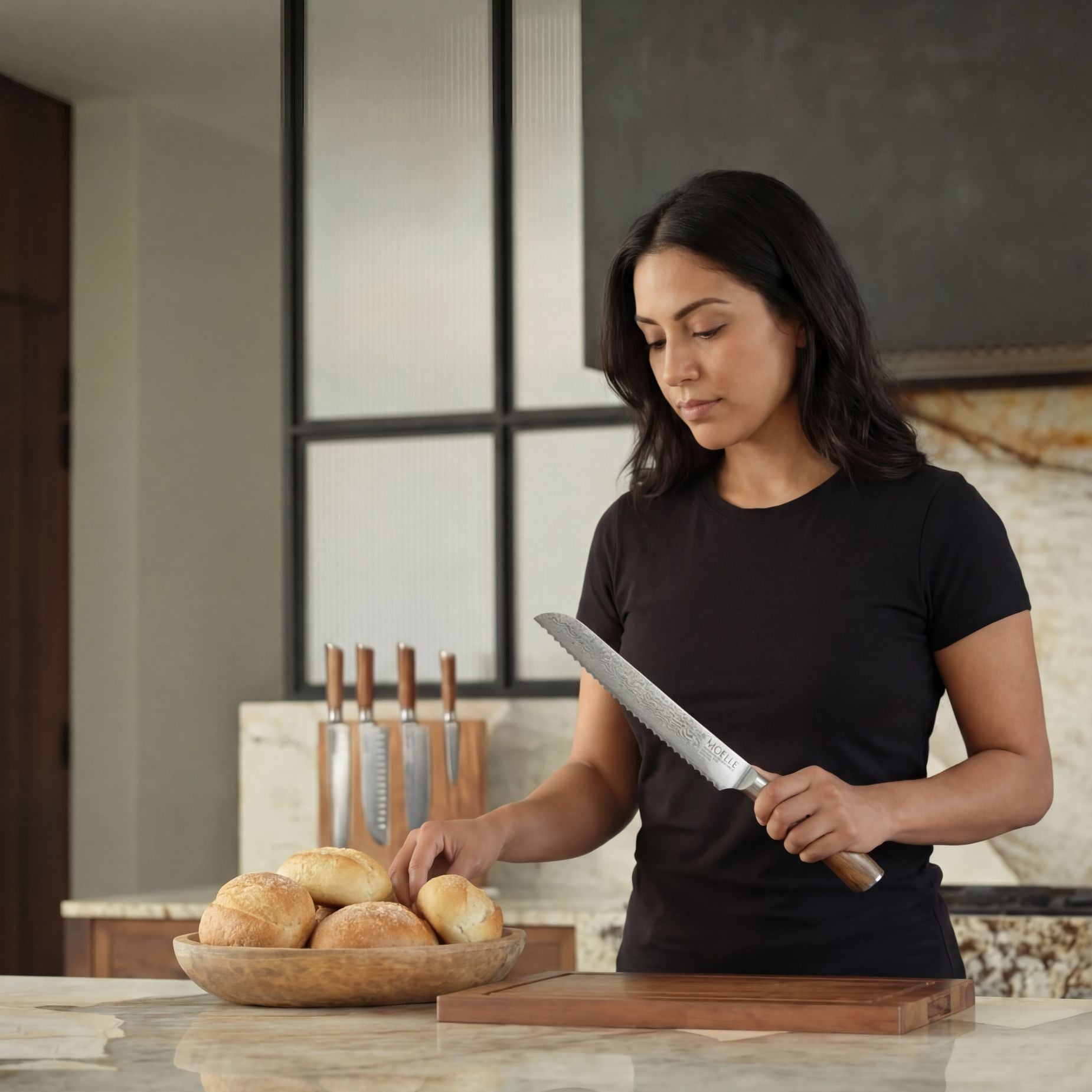 Damascus Bread Knife
